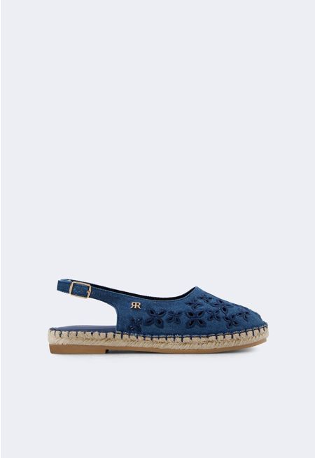 Schiffli Slingback Denim Flats