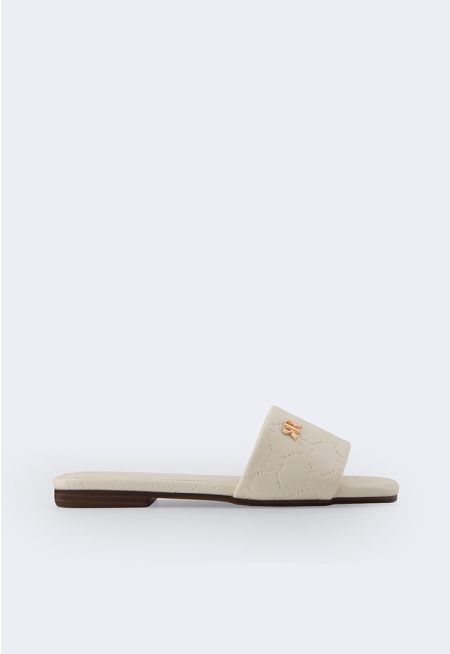 Solid PU Leather Monogram Flats