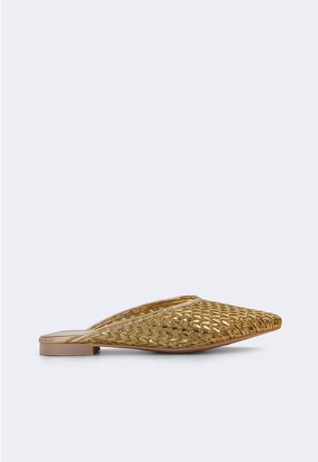 Pointed Toe Intricate Flat Mules