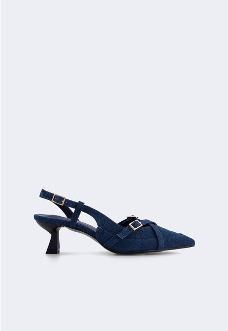 Denim Pointed Toe Heels