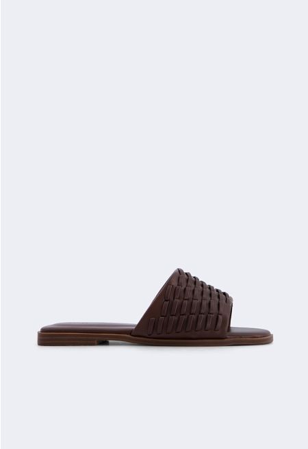 Solid Intricate PU Leather Flats
