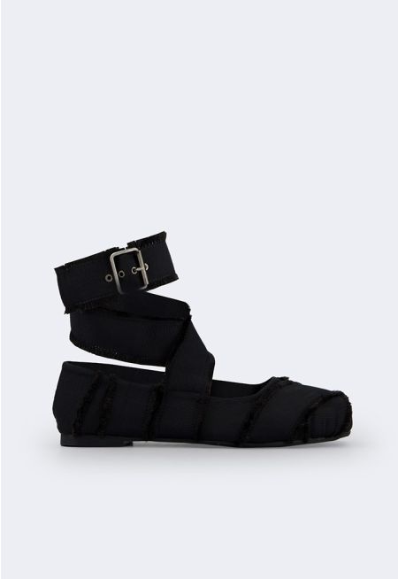 Fringe Hem Flat Ballerina