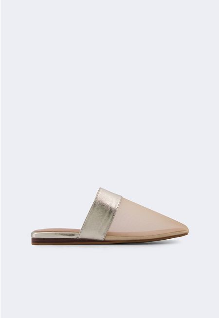 Square Toe Flat Mesh Mules