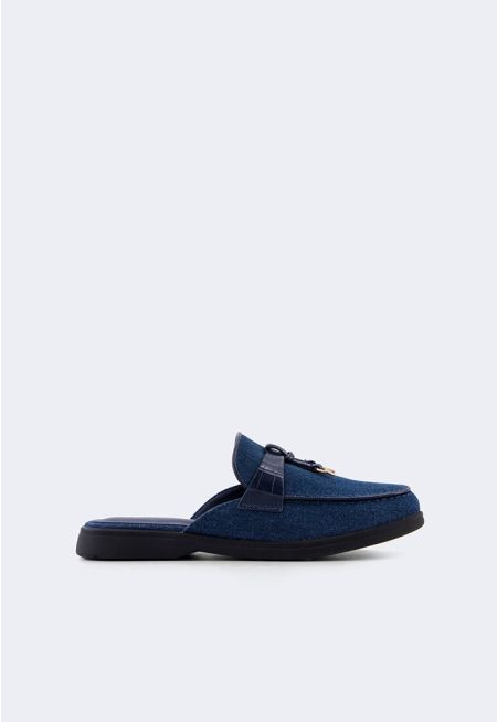 Solid Denim Mules
