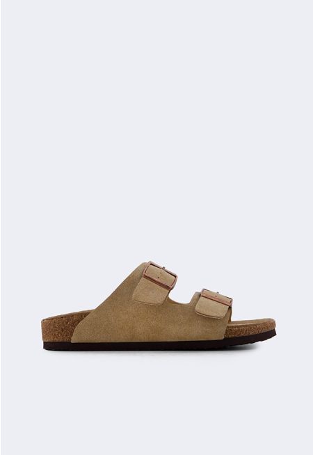 Solid Double Buckle Sandals