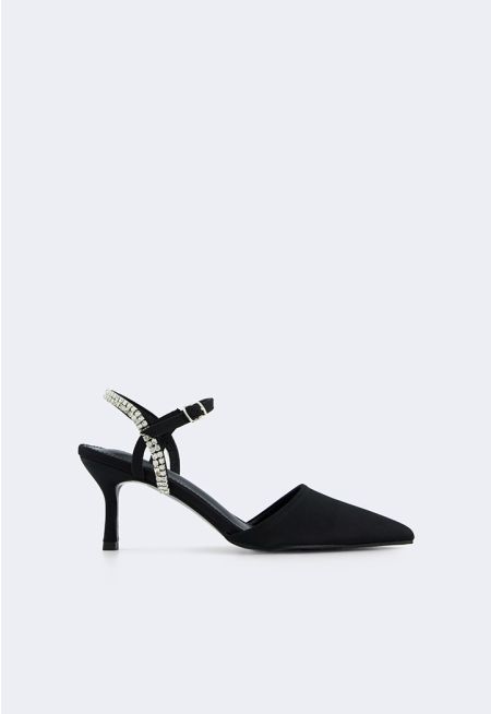 Crystal Embellished Buckle Heels