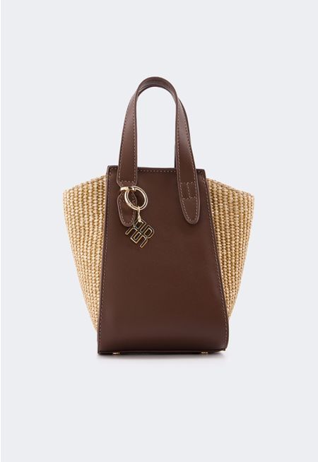 Faux Straw Bucket Bag