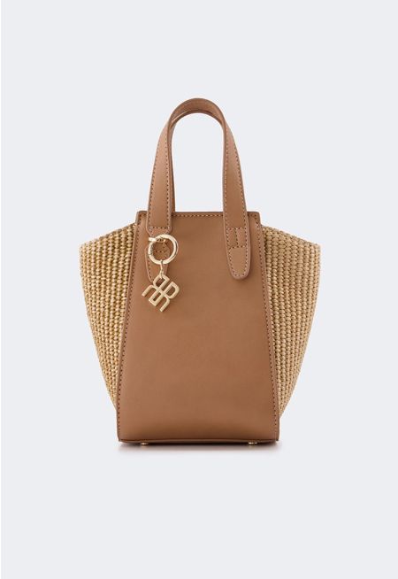 Faux Straw Bucket Bag