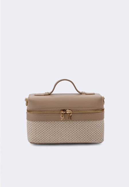 Faux Straw Pouch Bag
