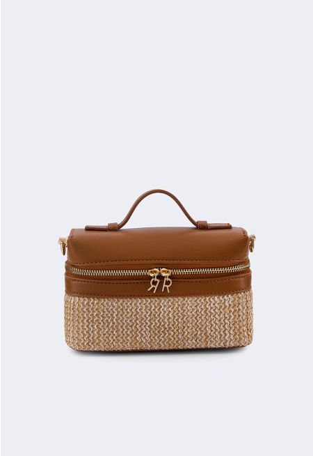 Faux Straw Pouch Bag