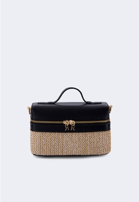 Faux Straw Pouch Bag