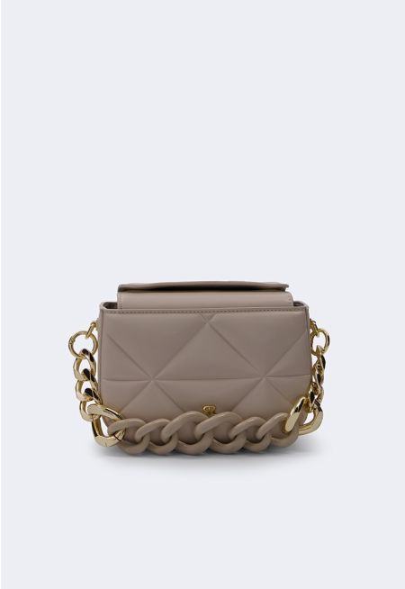 Solid Quilted Acrylic Crossbody Bag