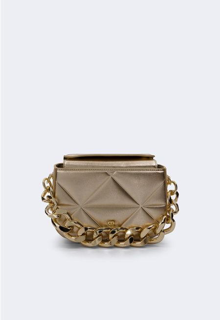 Solid Quilted Acrylic Crossbody Bag
