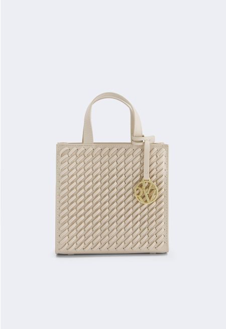 Solid Woven Handbag