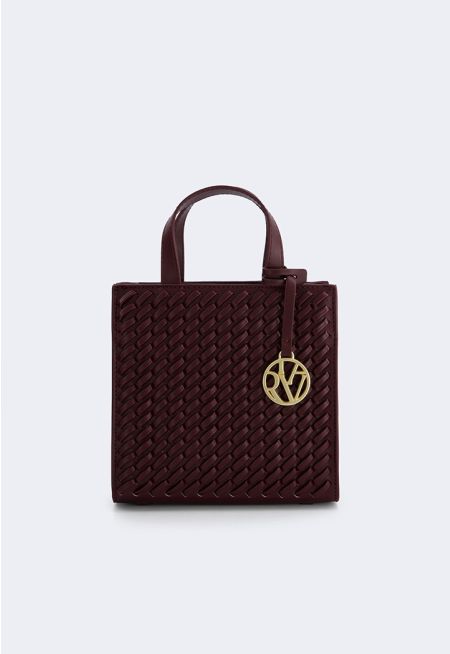Solid Woven Handbag