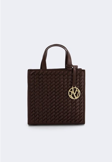 Solid Woven Handbag