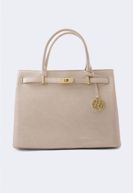 Textured Pu Leather Handbag