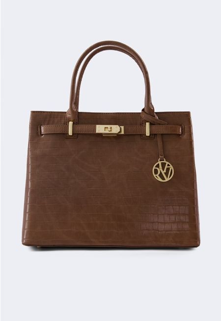 Textured Pu Leather Handbag