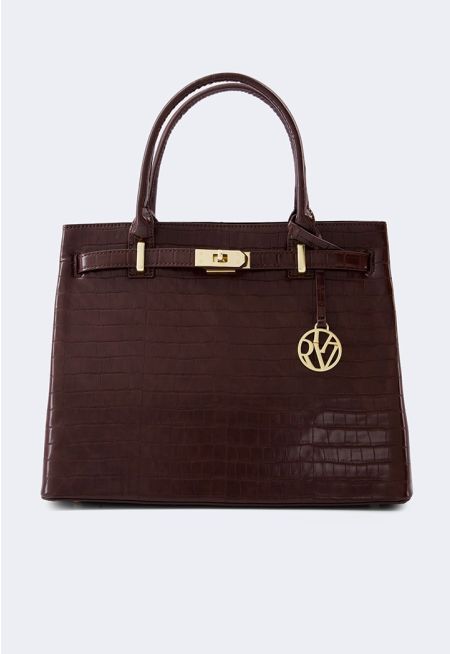 Textured Pu Leather Handbag