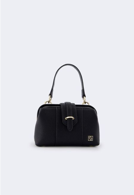 Solid PU Leather Mini Handbag