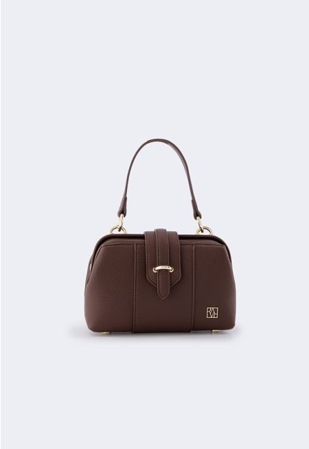 Solid PU Leather Mini Handbag
