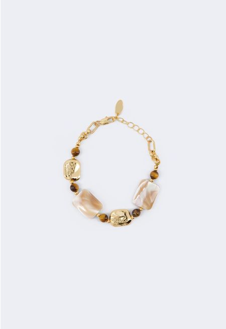 Embellished Mother of Pearls and Beaded Bracelet