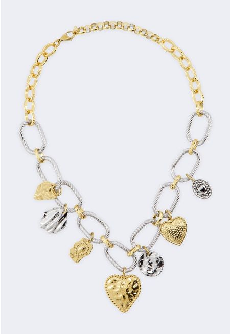 Linked Necklace with Heart Charm