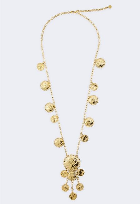 Gold Tone Metal Long Necklace