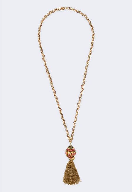 Lurex Golden Tassel Necklace