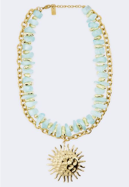 Sun Pendant Seashell Necklace