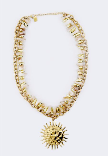 Sun Pendant Seashell Necklace