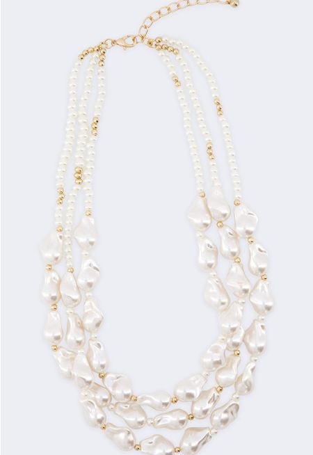 Layered Pearl Embellished Necklace