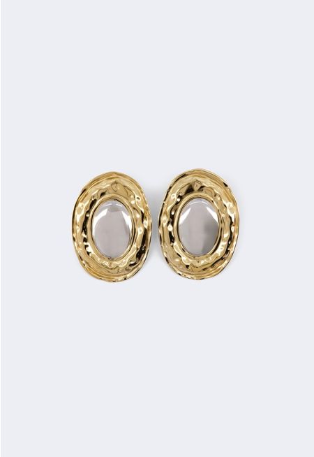 Oversized Two Tone Earrings