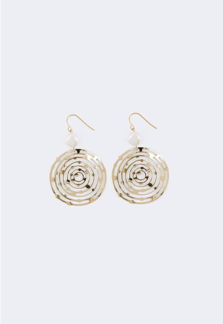 Gold Tone Circle Drop Earrings