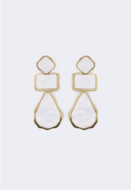 Two-Tone Abstract Drop Earrings