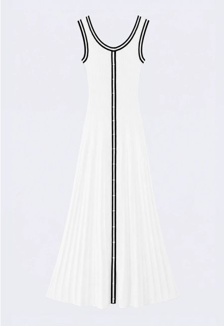 Contrast-Trim Knitted Maxi Dress