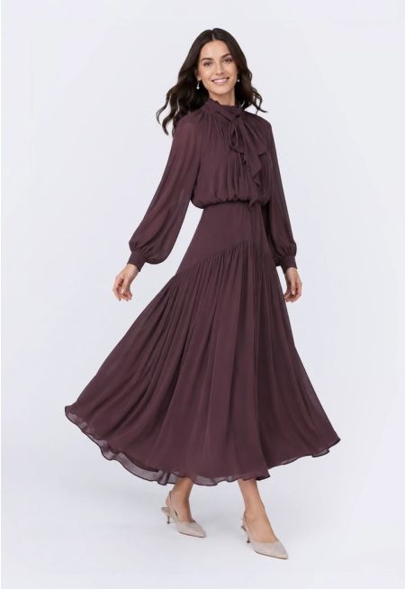 Tie-Neck Maxi Dress