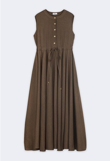 Sleeveless Drawstring Dress