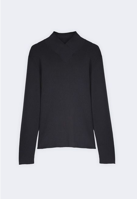 Asymmetrical Neck Knitted Top