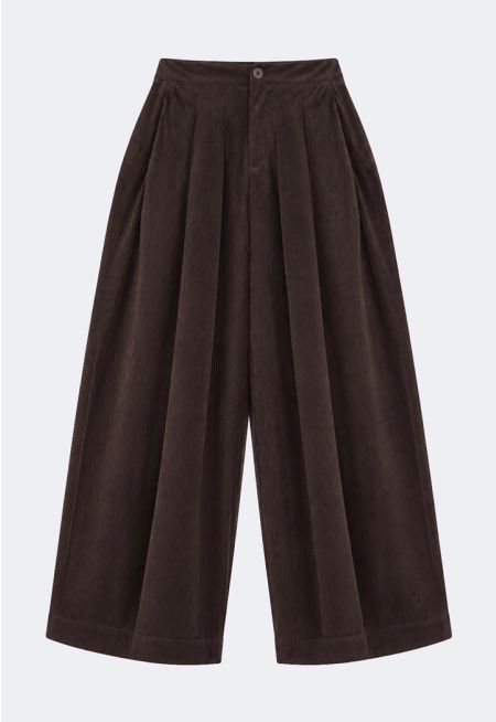 Front-Pleated Corduroy Trousers