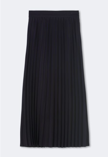 Solid Pleated Maxi Skirt