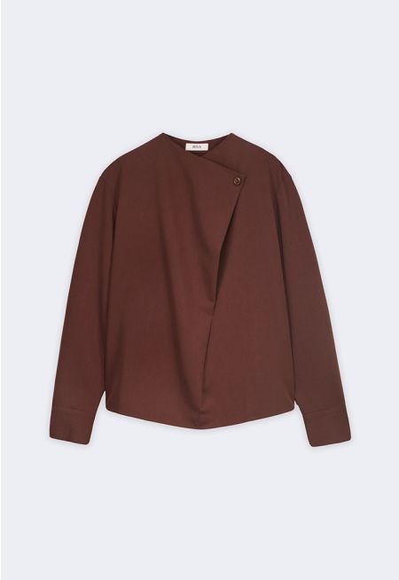 Solid Front Fold Blouse