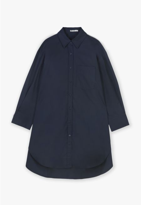 Solid Button Up Long Back Shirt -Sale