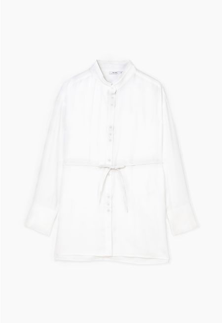 Pleated Tencel Solid Shirt