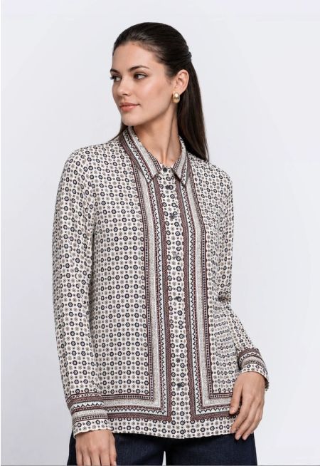 Printed Side Slit Shirt
