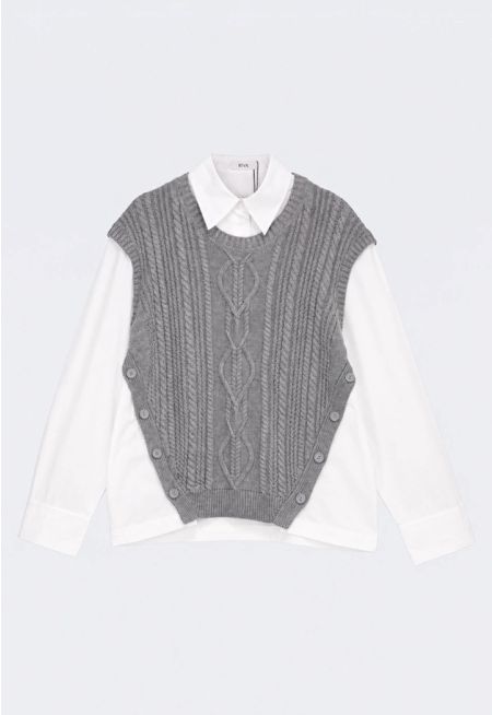 Knitted Poplin Combo Shirt