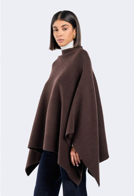High Neck Knitted Poncho