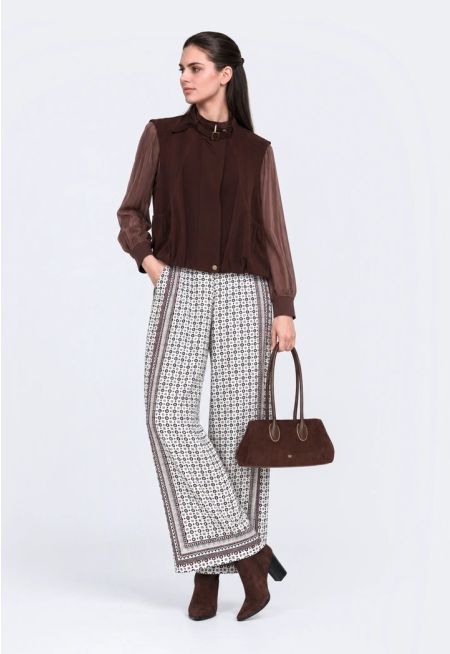 Printed Wide-Leg Trousers