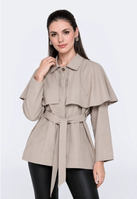 Coat with Detachable Overlay Cape