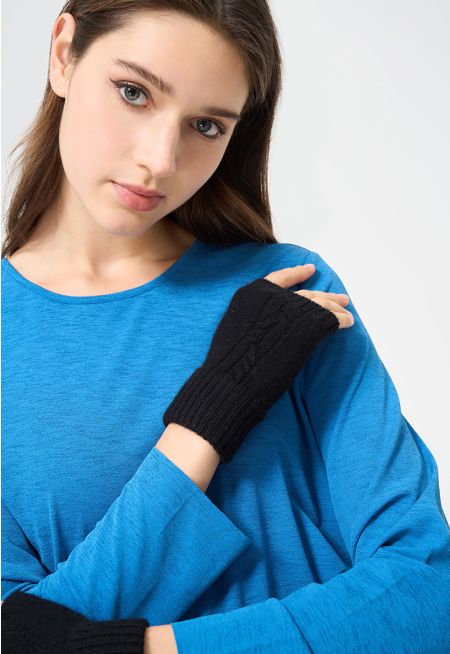 Cropped Fingers Knitted Gloves